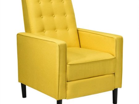 Mid-Century Push Back Recliner Chair -Yellow For Discount