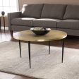 34  Black And Gold Embossed Metal Round Coffee Table on Sale