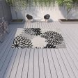 10  X 13  Black And White Floral Non Skid Indoor Outdoor Area Rug Sale