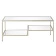 45  Silver Glass And Steel Coffee Table With Two Shelves Cheap