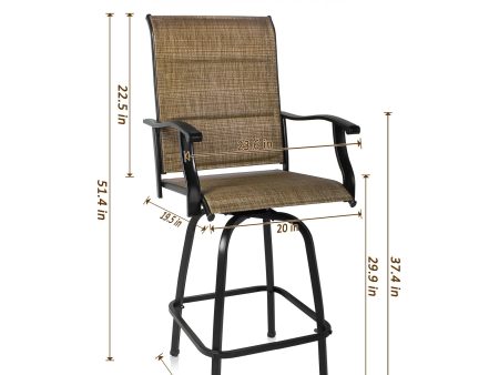 Set of Two 51  Brown Swivel Indoor Outdoor Bar Height chairs with Footrest Online