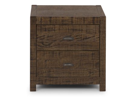 24  Dark Brown Distressed Solid Wood Two Drawer Nightstand on Sale