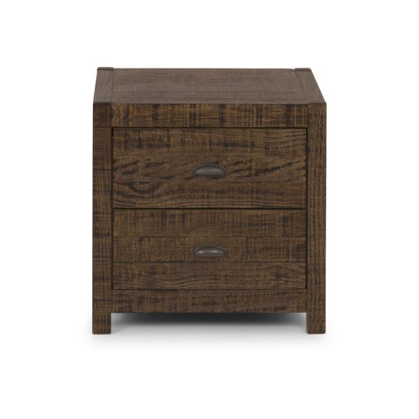 24  Dark Brown Distressed Solid Wood Two Drawer Nightstand on Sale