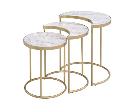 24  Gray And Gold Metal Round Nested Coffee Tables Hot on Sale