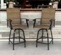 Set of Two 51  Brown Swivel Indoor Outdoor Bar Height chairs with Footrest Online