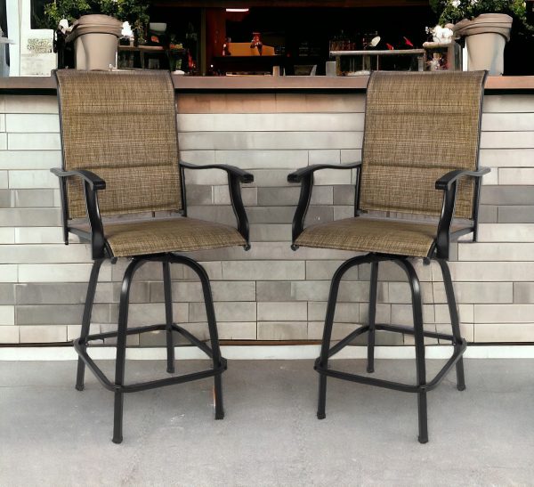 Set of Two 51  Brown Swivel Indoor Outdoor Bar Height chairs with Footrest Online