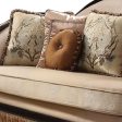 41  Tan Velvet Curved Sofa And Toss Pillows For Sale