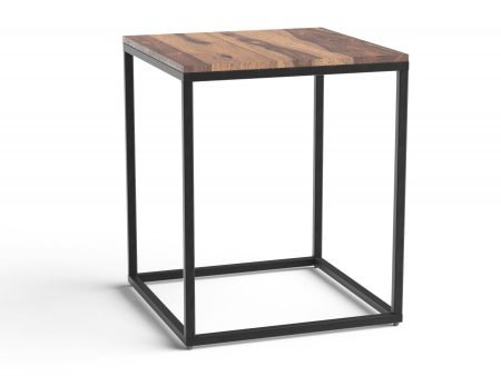 24  Black And Brown Solid Wood And Iron Square End Table Sale