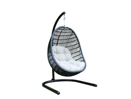 43  Beige Aluminum Outdoor Swing Chair with Beige Cushion Discount