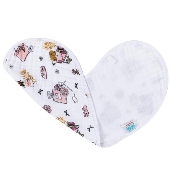 Gift Set: Champagne Dreams Baby Muslin Swaddle Blanket and Burp Cloth Bib Combo by Little Hometown Sale