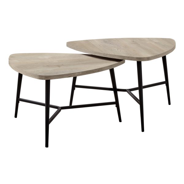 Set of Two 33  Taupe And Black Triangle Nested Coffee Tables For Sale