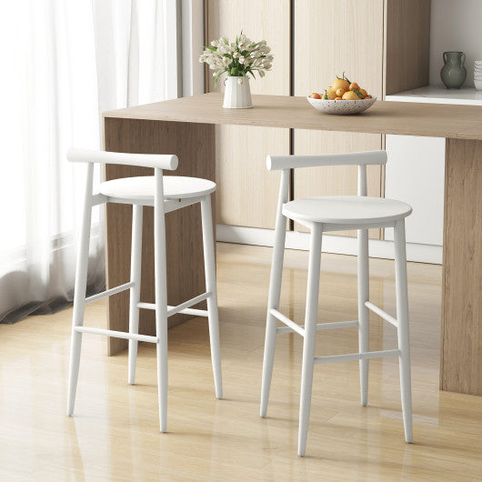 Wooden Bar Chair Set of 2  with Backrest and Footrest for Home Restaurant Cafe-White Online now