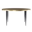 34  Black And Gold Embossed Metal Round Coffee Table on Sale