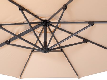 10  Tan Polyester Round Tilt Cantilever Patio Umbrella With Stand Cheap