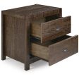 24  Dark Brown Distressed Solid Wood Two Drawer Nightstand on Sale