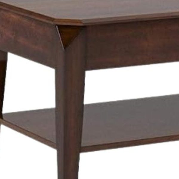 47  Dark Brown Lift Top Coffee Table With Shelf Cheap