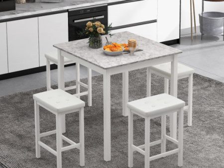 5-Piece Bar Table Set Counter-Height Dining Table and 4 Bar Stools-White Cheap