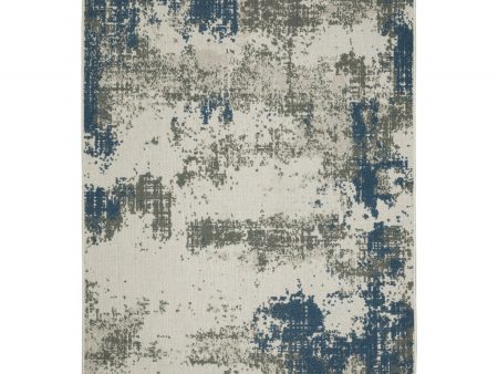 10  X 13  Blue and Beige Abstract Stain Resistant Indoor Outdoor Area Rug on Sale