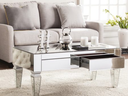 41  Silver Glass With Iron Mirrored Coffee Table Fashion