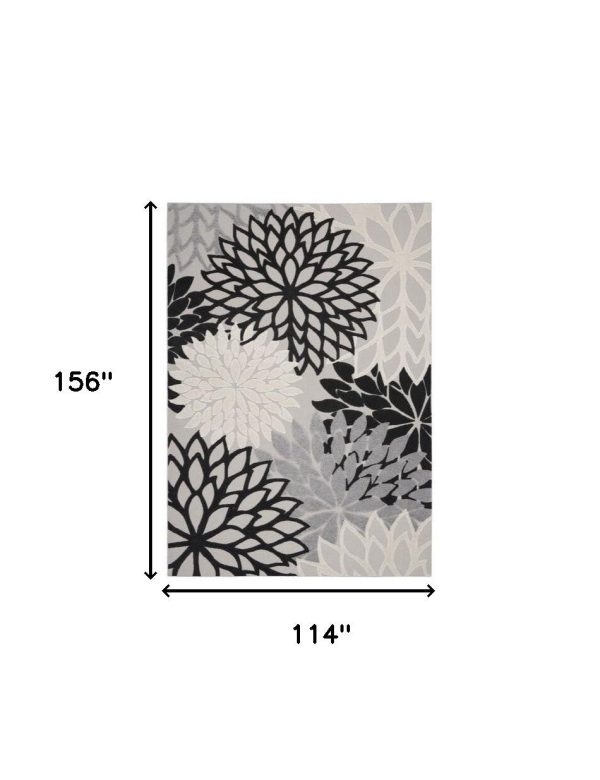 10  X 13  Black And White Floral Non Skid Indoor Outdoor Area Rug Sale