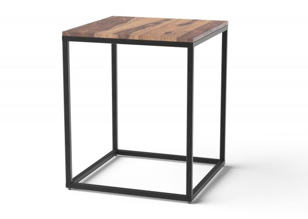 24  Black And Brown Solid Wood And Iron Square End Table Sale