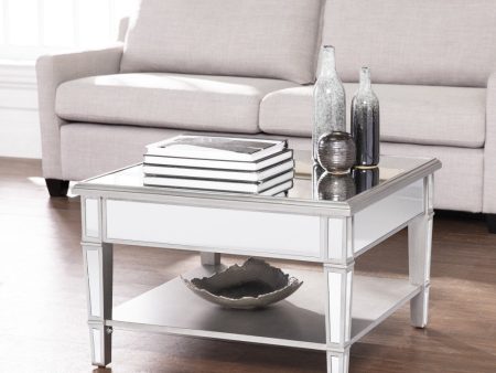 29  Silver Mirrored Square Coffee Table With Shelf Online now