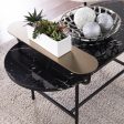 42  Black Faux Marble And Metal With Iron Coffee Table on Sale