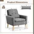 Accent Chair with Lumbar Pillow Natural Rubber Wood Legs Padded Cushions-Gray Discount