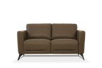 59  Brown And Silver Leather Loveseat Online Sale