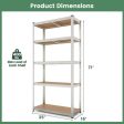 5-Tier Heavy Duty Metal Shelving Unit with 2000 LBS Total Load Capacity-Silver Sale