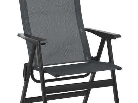 24  Gray and Black Steel Outdoor Arm Chair Cheap