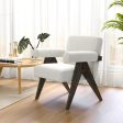 Upholstered Armchair with Natural Rubber Wood Legs and Sponge Padded Seat-White Sale