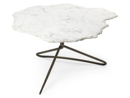 33  White And Gold Genuine Marble And Iron Free Form Coffee Table For Cheap