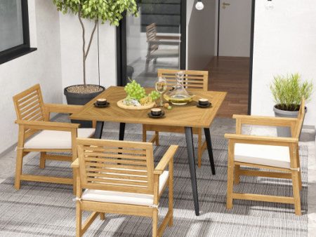 4-Person Acacia Wood Outdoor Dining Table for Garden  Poolside and Backyard Hot on Sale