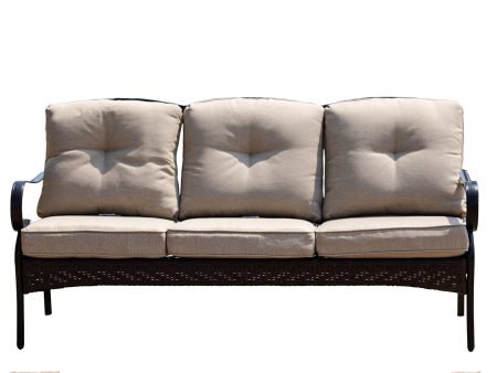 69  Beige Polyester Blend Settee With Black Legs Online Sale