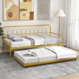 Twin Size Golden Metal Daybed with Trundle and Lockable Wheels-Twin Size Cheap