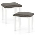 Faux Leather Vanity Stool Chair Set of 2 for Makeup Room and Living Room-Gray and White For Discount