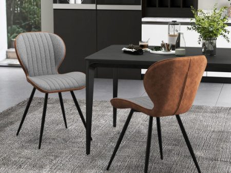 Set of 2 Armless Dining Chair Modern Accent Chairs with Curved Backrest-Gray Hot on Sale