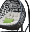 69  Beige and Black Aluminum Indoor Outdoor Swing Chair with Beige Cushion Fashion