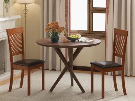 Dining Chair Set of 2 with Rubber Wood Legs and Ergonomic Back for Dining Room-Walnut For Discount