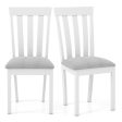 Dining Chair Set of 2 Upholstered Wooden Kitchen Chairs with Padded Seat and Rubber Wood Frame-White Online