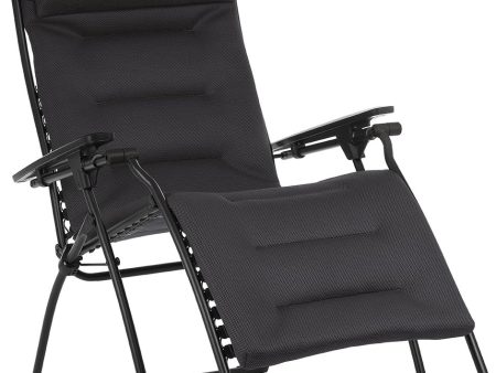 30  Black Steel Outdoor Zero Gravity Chair with Black Cushion Supply