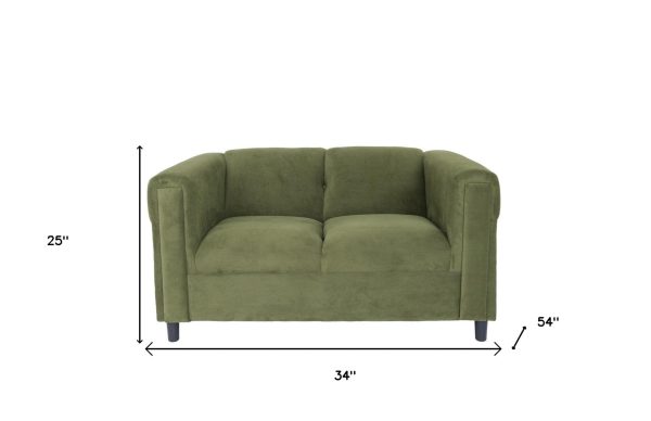 54  Green And Black Microsuede Loveseat Hot on Sale