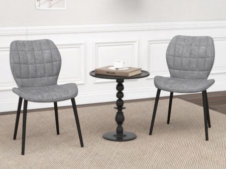 Dining Chairs Set of 2 with Padded Back  Metal Legs and Adjustable Foot Pads-Gray For Cheap