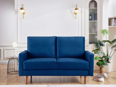 57  Blue And Dark Brown Velvet Loveseat For Cheap