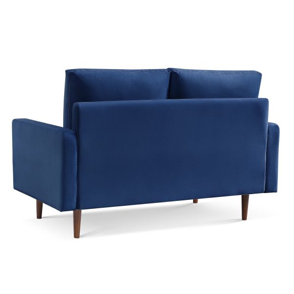 57  Blue And Dark Brown Velvet Loveseat For Cheap