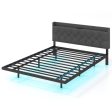 Full Queen Size Floating Bed Frame with LED and Headboard and Charging Station-Queen Size Sale