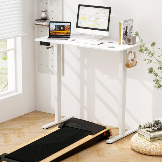 Electric Standing Desk with 3 Memory Height Settings and 2 Hanging Hooks & Cable Management-White For Discount