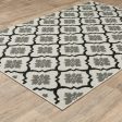 10  X 13  Beige and Black Geometric Stain Resistant Indoor Outdoor Area Rug For Sale