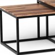 Set of Three 47  Natural And Black Solid Wood And Iron Coffee Table Online